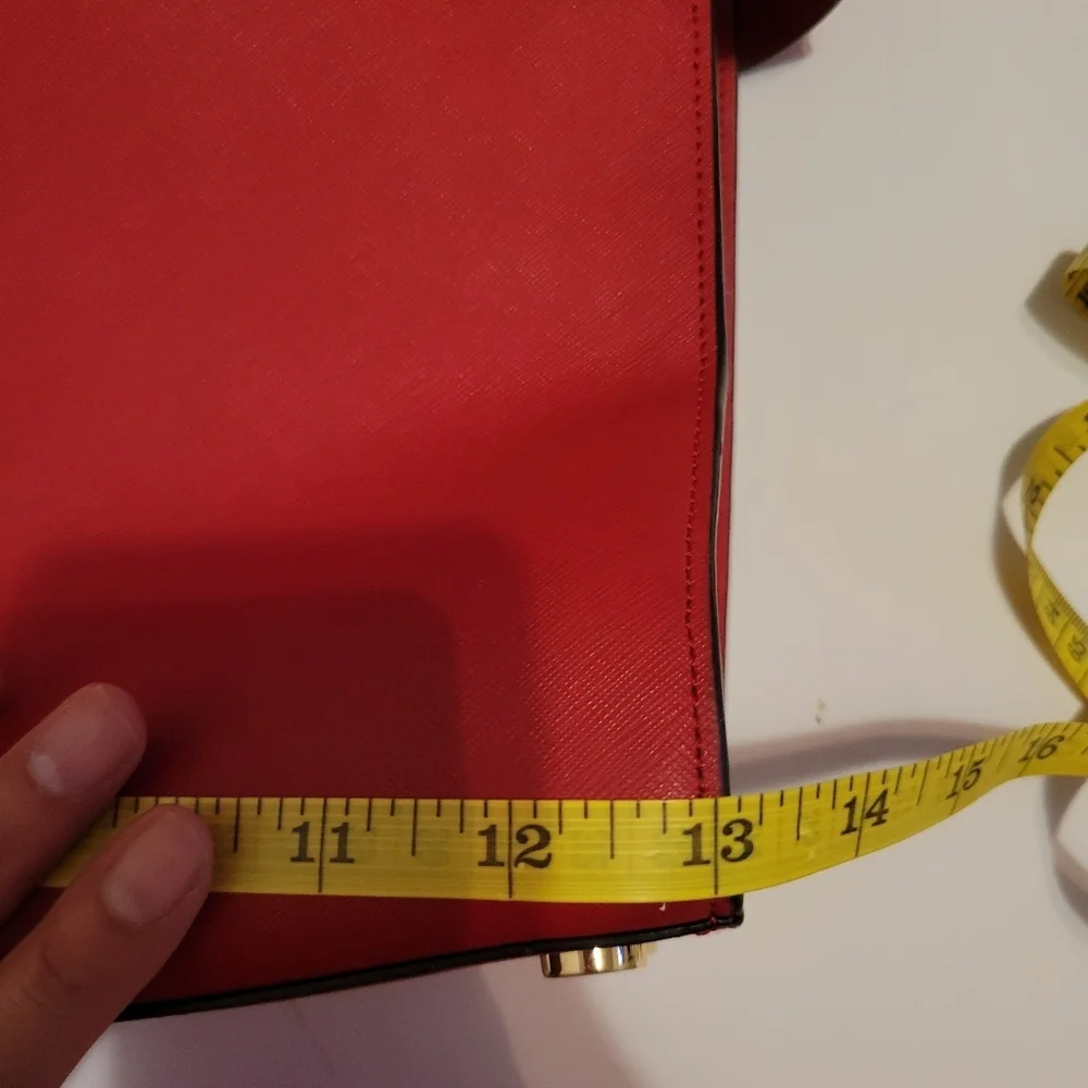 Michael‎ Kors Karla Red Leather Satchel w. Gold Hardware Office Siren Maximalist